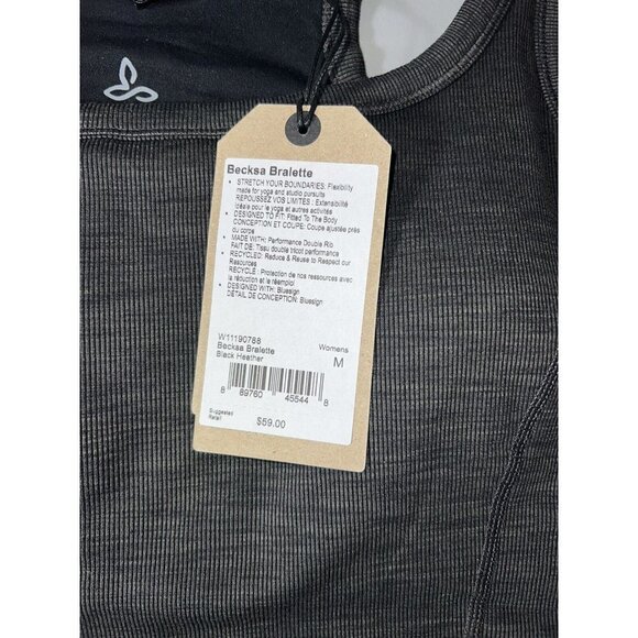 PRANA Becksa Bralette - NWT Dark Gray Size Medium Built In Bra Yoga Workout 1C - Picture 4 of 6